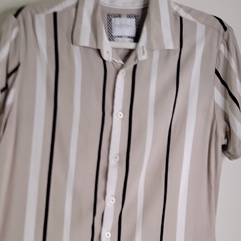 Cactus Man By Ricky Singh Striped Beige and White Men's Shirt - Small - Picture 5 of 7